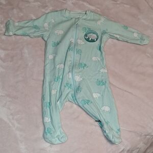 5/$25-Mint Green Elephant Print Kids One Piece